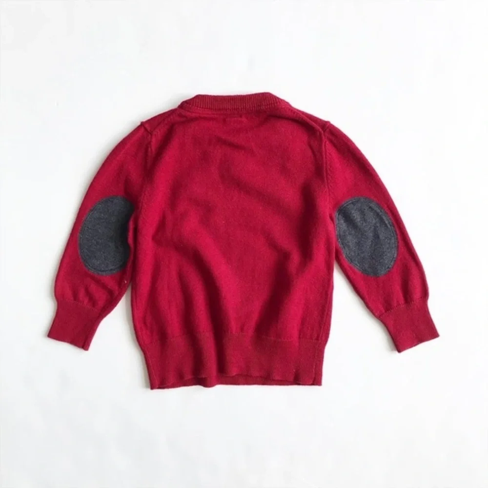 BABygap red light knit v-back sweater EUC 18-24m